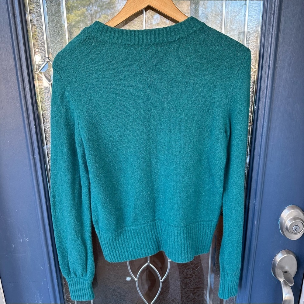 J crew small green merino wool alpaca nylon blend sweater functional buttons - Picture 5 of 5